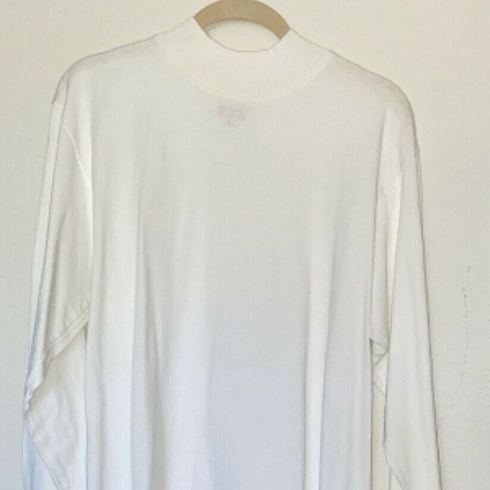 Men's Tall Heavy Weight Cotton Long Sleeve T-shirt White Sze M